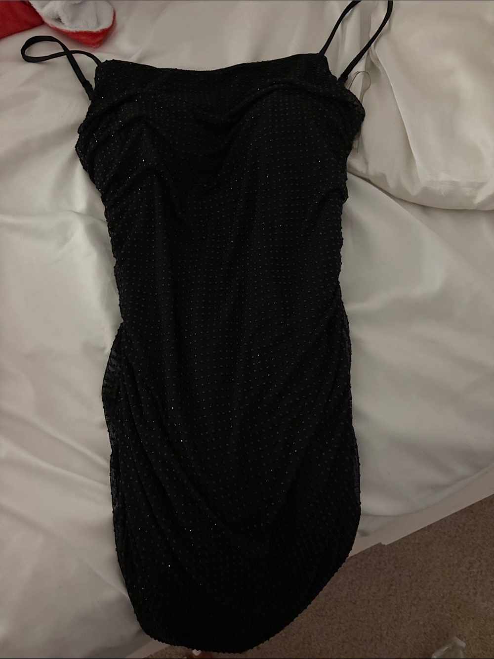 Macy's Black Sparkle Ruched Slip Mini Dress